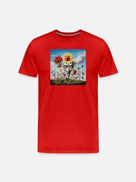 Surreal Sun Head Face - Men's Premium Organic T-Shirt - red