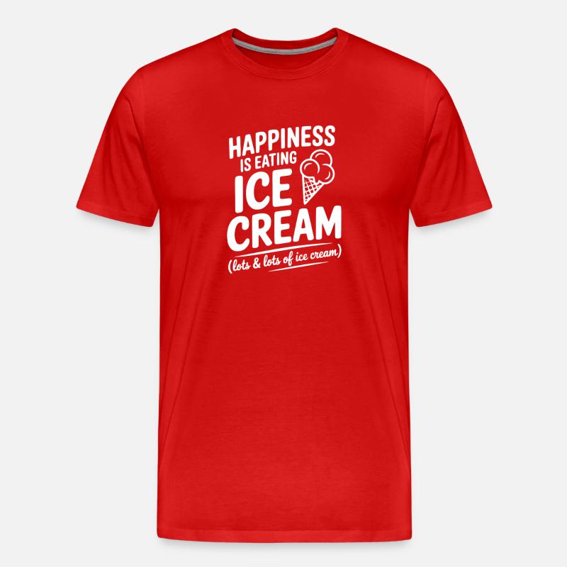 Glück ist Sahne essen - Männer Premium Bio T-Shirt - Rot