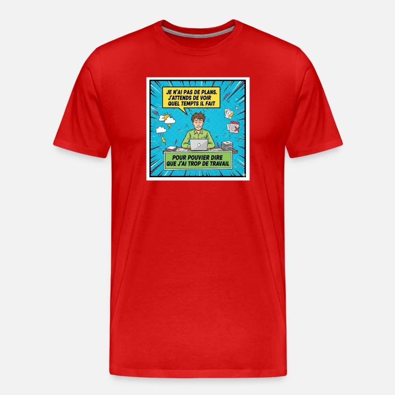 Prokrastination und Überarbeitung BD - Männer Premium Bio T-Shirt - Rot