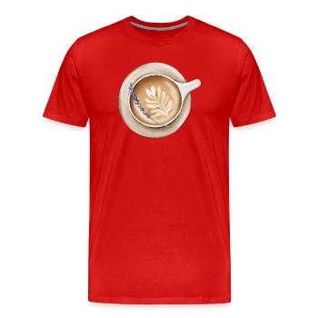 Latte Latte Design confortable - T-shirt bio Premium Homme - rouge - Devant - Damien (186cm)