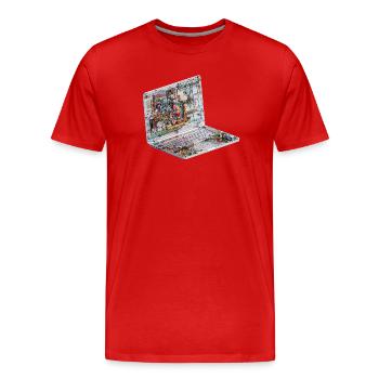 Transparente CAD-Schaltkreiskunst beim Laptop - Männer Premium Bio T-Shirt - Rot - Vorne - Damien (186cm)