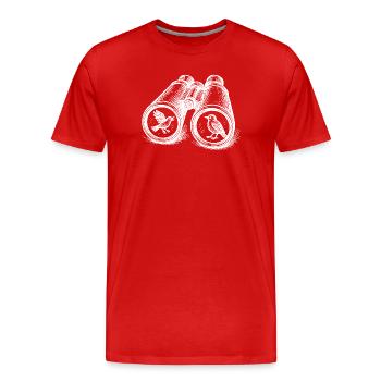 Birdwatching Binocular Vintage Sketch - Men's Premium Organic T-Shirt - red - Front - Damien (186cm)