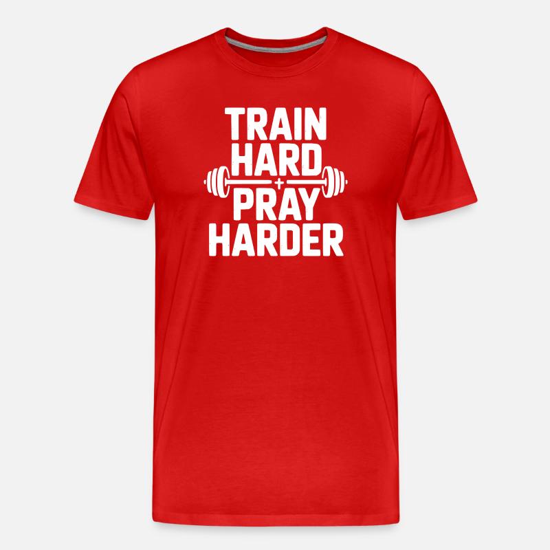 Train Hard Pray Harder - Men's Premium Organic T-Shirt - red
