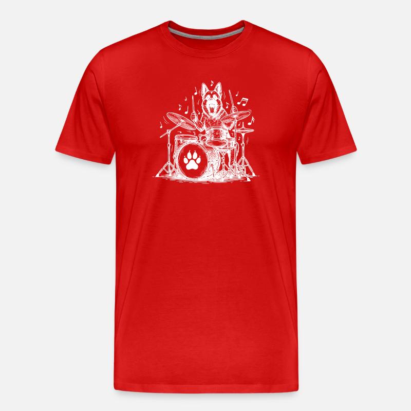 Deutscher Schäferhund Trommler - Männer Premium Bio T-Shirt - Rot