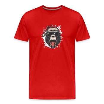 Gorille Noël drôle - T-shirt bio Premium Homme - rouge - Devant - Damien (186cm)