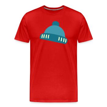 Beanie Blau Akzent Muster - Männer Premium Bio T-Shirt - Rot - Vorne - Damien (186cm)