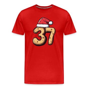 Biscuit de Noël à 37 chiffres - T-shirt bio Premium Homme - rouge - Devant - Damien (186cm)