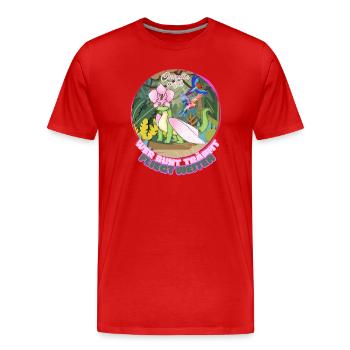 Oncydia knows that if you dream colorfully, you fly further! - Men's Premium Organic T-Shirt - red - Front - Damien (186cm)