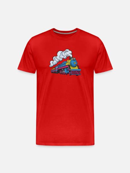 Dampflokomotive Farbexplosion - Männer Premium Bio T-Shirt - Rot