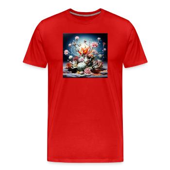 Alchimie florale au néon - T-shirt bio Premium Homme - rouge - Devant - Damien (186cm)