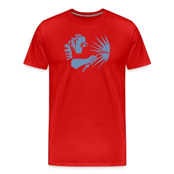 Minimalistischer Schweißer Silhouette Industrie - Männer Premium Bio T-Shirt - Rot - Vorne - Damien (186cm)