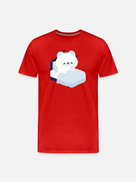 Dreamy Polar Bear on Cozy Bed - Men's Premium Organic T-Shirt - red