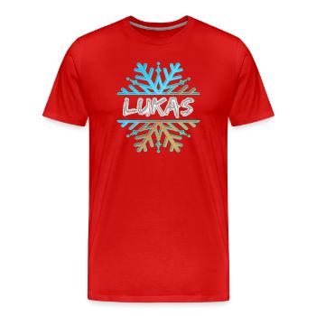 Lukas - Männer Premium Bio T-Shirt - Rot - Vorne - Damien (186cm)