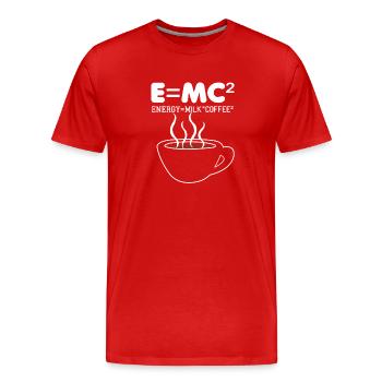 Illustration de la formule du café E = MC2 - T-shirt bio Premium Homme - rouge - Devant - Damien (186cm)