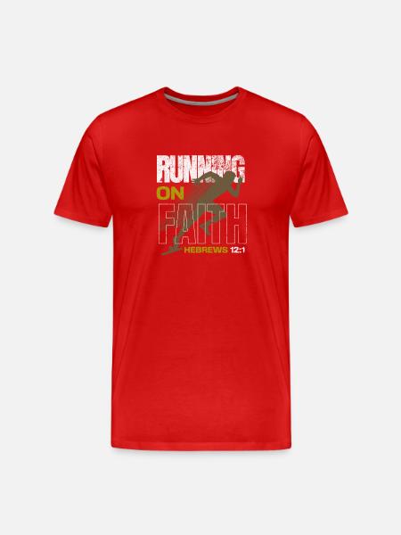 🏃♂️Green “Running on Faith – Hebrews 12:1” - Men's Premium Organic T-Shirt - red