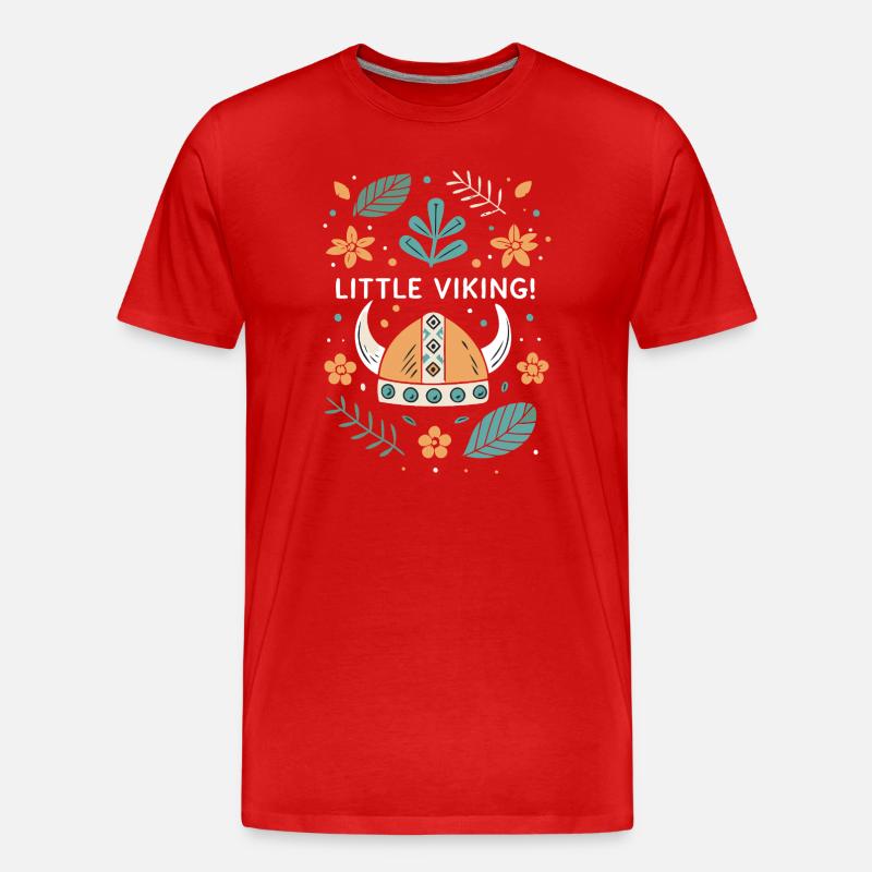 Kleiner Blumenwikinger - Männer Premium Bio T-Shirt - Rot