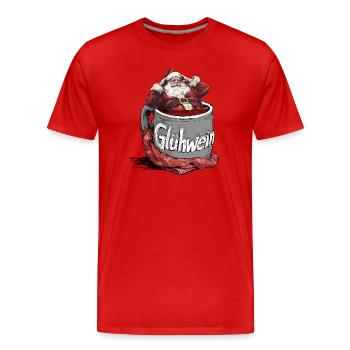 Vin chaud Père Noël Mug Illustration Stand de vin chaud - T-shirt bio Premium Homme - rouge - Devant - Damien (186cm)