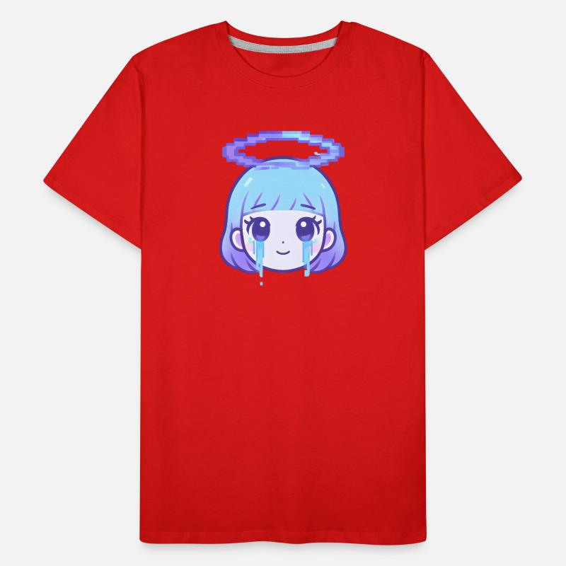 Pixel Halo Weinendes Mädchen Männer Premium Bio T-Shirt