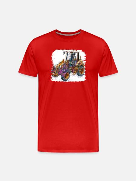 Neon Lines Construction Excavators - Men's Premium Organic T-Shirt - red