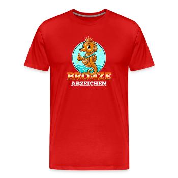 Seahorse Bronze Badge Swimming Course - Men's Premium Organic T-Shirt - red - Front - Damien (186cm)
