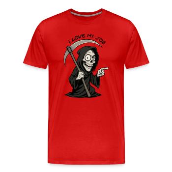 Grim Black Grim Reaper Smiling - Men's Premium Organic T-Shirt - red - Front - Damien (186cm)