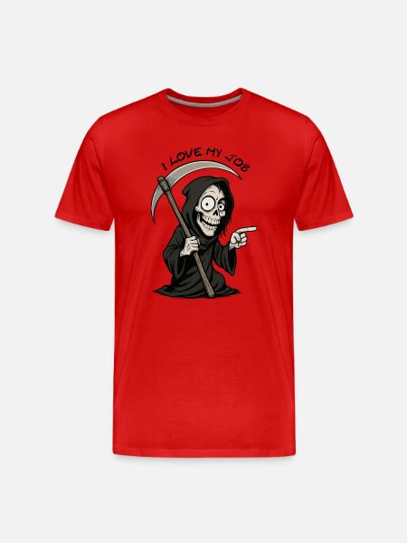 Grim Black Grim Reaper Smiling - Men's Premium Organic T-Shirt - red