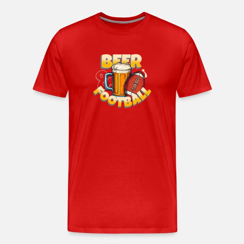 Bier- und Fußball-Mashup - Männer Premium Bio T-Shirt - Rot