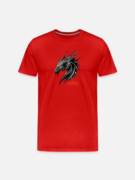 Dragon Head Contrast Pattern - Men's Premium Organic T-Shirt - red