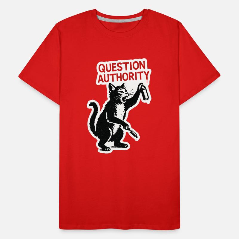 Cat Rebel: Question Authority Men's Premium Organic T-Shirt