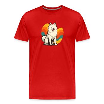 Samoyed Dog Prism Retro Wave - Men's Premium Organic T-Shirt - red - Front - Damien (186cm)