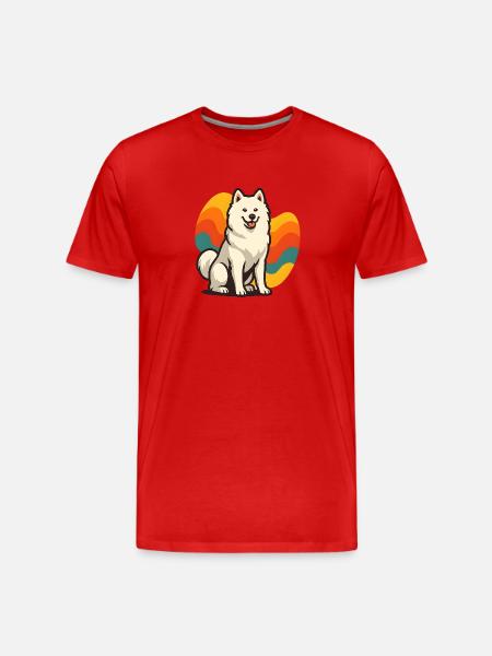 Samoyed Dog Prism Retro Wave - Men's Premium Organic T-Shirt - red