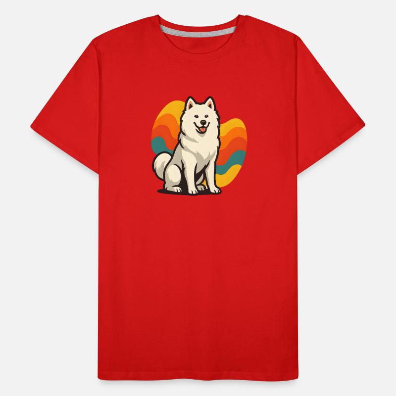 Chien Samoyède Prisme Retro Wave T-shirt bio Premium Homme