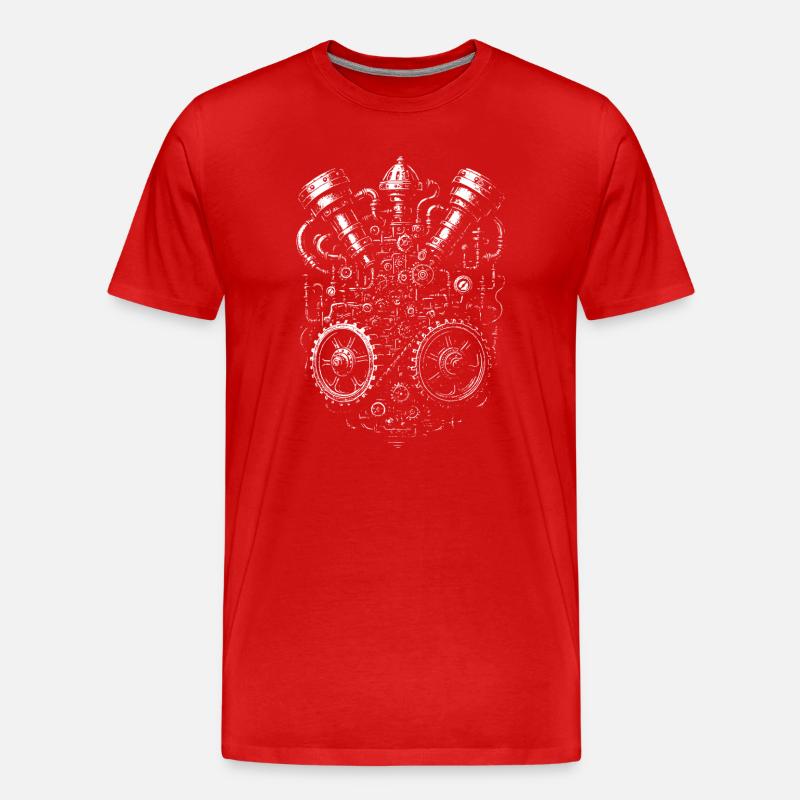 Steampunk Heart Getriebe - Männer Premium Bio T-Shirt - Rot