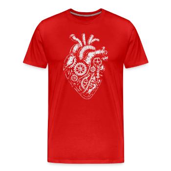 Steampunk Heart Getriebe - Männer Premium Bio T-Shirt - Rot - Vorne - Damien (186cm)