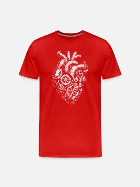 Steampunk Heart Gearwork - Men's Premium Organic T-Shirt - red