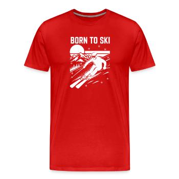 Born to Ski Design Skifahren - Männer Premium Bio T-Shirt - Rot - Vorne - Damien (186cm)
