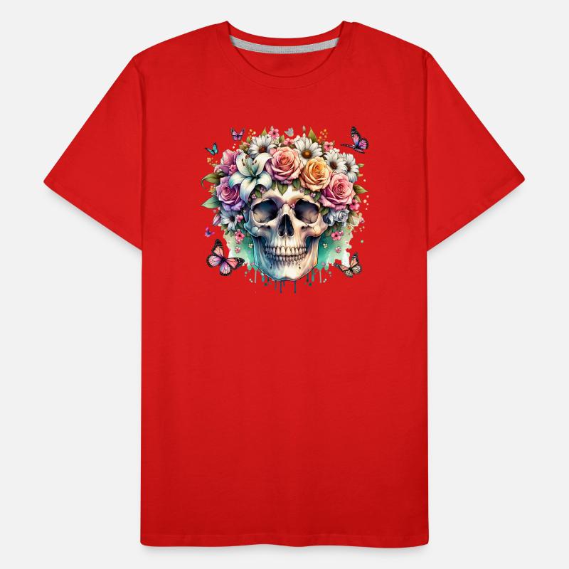 Fleurs Crâne Beauté Floraison T-shirt bio Premium Homme