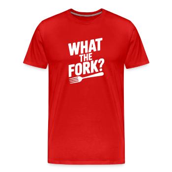 Was ist die Gabel? - Männer Premium Bio T-Shirt - Rot - Vorne - Damien (186cm)