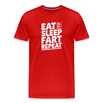 Eat Sleep Fart Repeat - Men's Premium Organic T-Shirt - red - Front - Damien (186cm)
