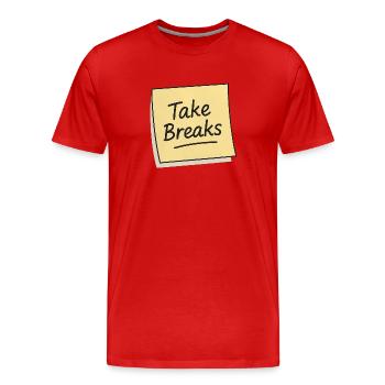 Pausen machen Haftnotiz Erinnerung - Männer Premium Bio T-Shirt - Rot - Vorne - Damien (186cm)