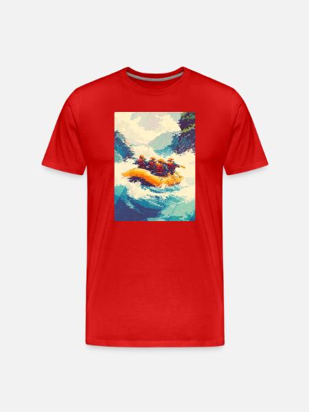 Rafting Expedition in Wild Rapids - Men's Premium Organic T-Shirt - red