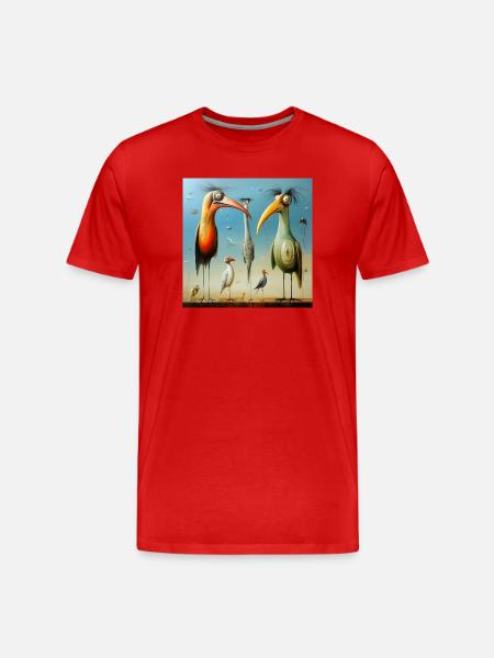 Surreal bird figures on the beach - Men's Premium Organic T-Shirt - red