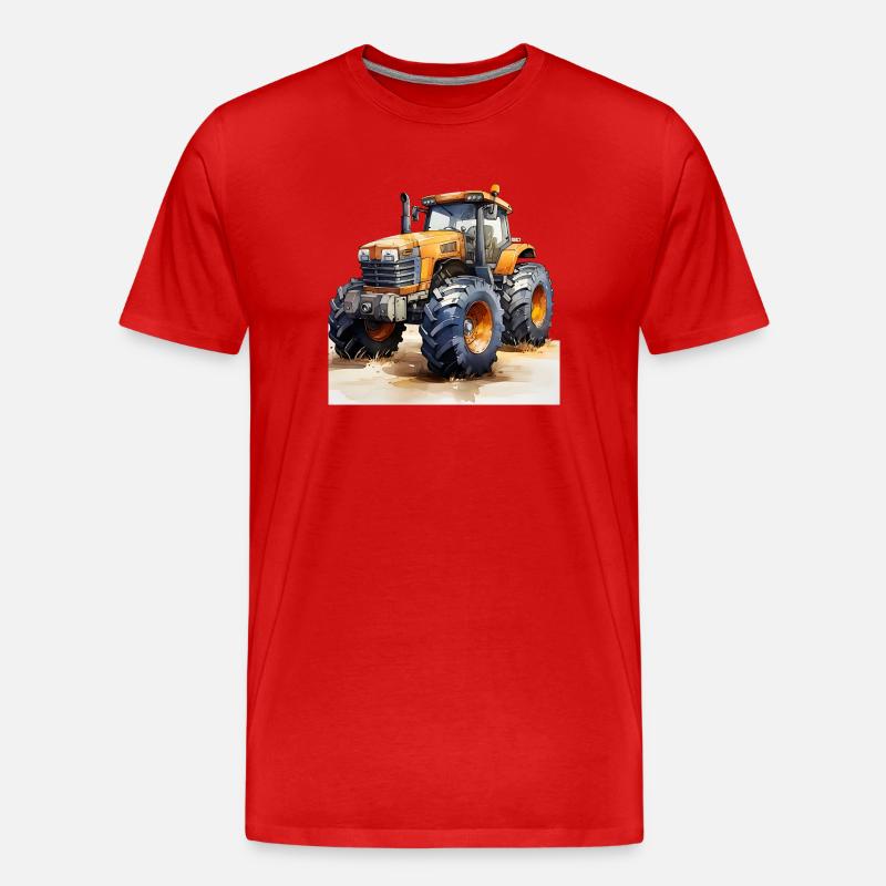 Gelber Power-Traktor Offroad-Action - Männer Premium Bio T-Shirt - Rot