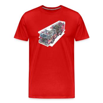 Technologie de détail des camions de pompiers - T-shirt bio Premium Homme - rouge - Devant - Damien (186cm)