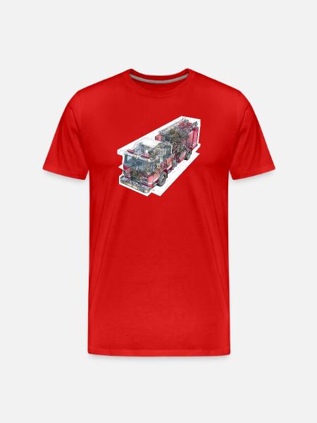 Fire Brigade Truck Detail Technology - Men's Premium Organic T-Shirt - red