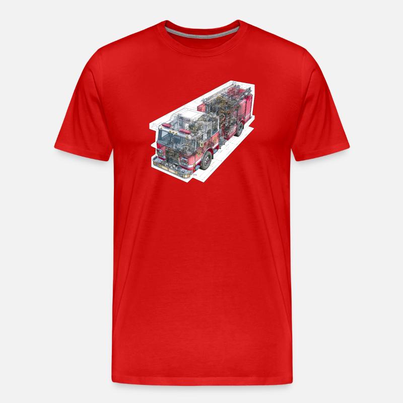Feuerwehr Truck Detailtechnik - Männer Premium Bio T-Shirt - Rot