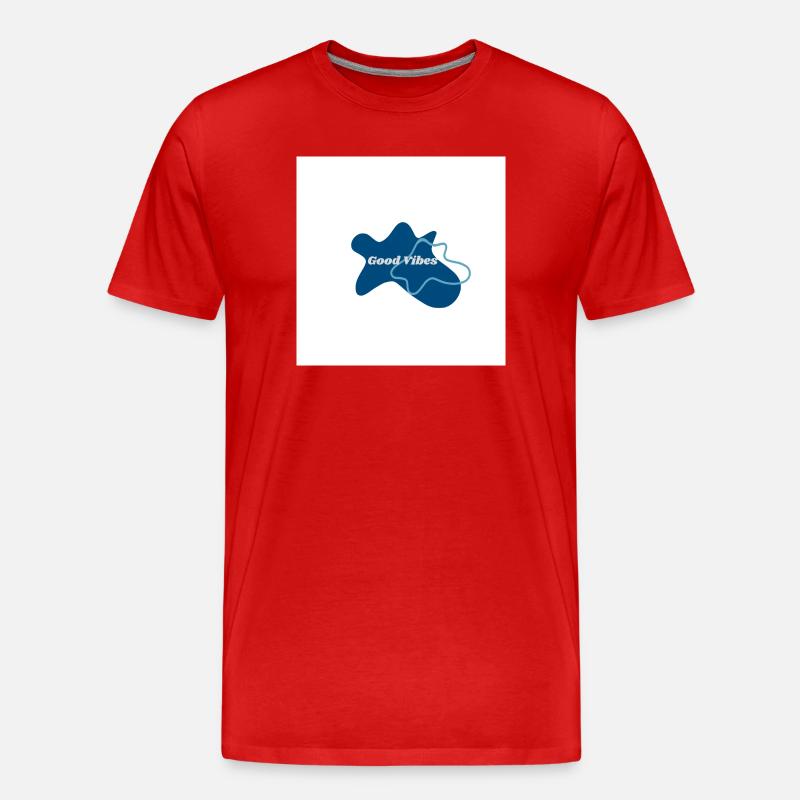 Gute Vibes Blau Logo - Männer Premium Bio T-Shirt - Rot