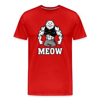 Meow Gym Cat – lustiger Bodybuilding-Humor - Männer Premium Bio T-Shirt - Rot - Vorne - Damien (186cm)