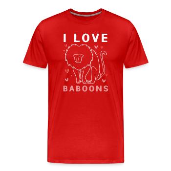 Babouin Primate Singe Babouin - T-shirt bio Premium Homme - rouge - Devant - Damien (186cm)