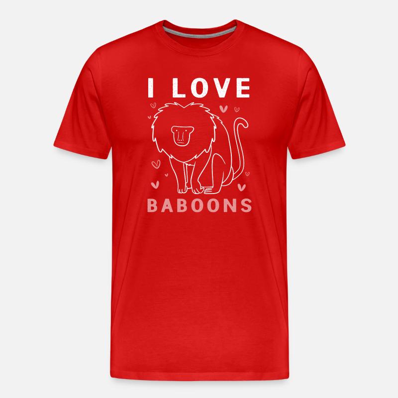 Pavian Primat Affe Affen Baboon - Männer Premium Bio T-Shirt - Rot